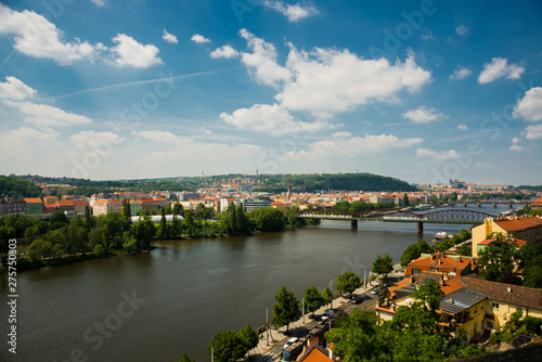 View of Prague timelapse from the observation deck of Visegrad. Prague. Czech Republic. Vltava river and bridges. photo