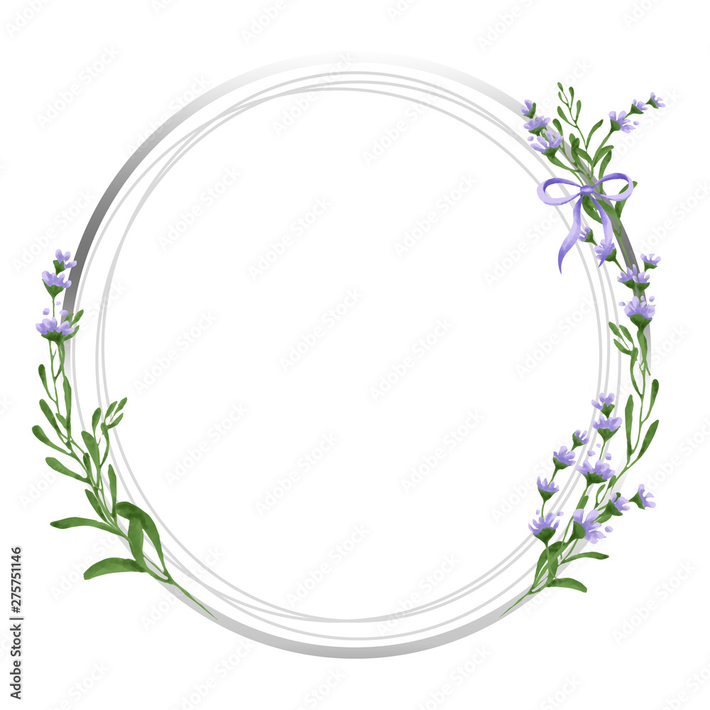 Frame made of lavender flowers. Delicate frame in Provence style, suitable for invitations and cards.