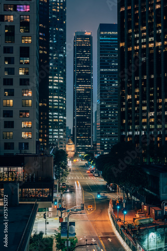 Cityscape night view in downtown Los Angeles, California