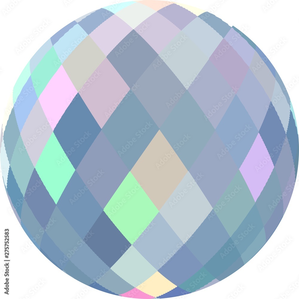 3d holographic glass ball on white background.
