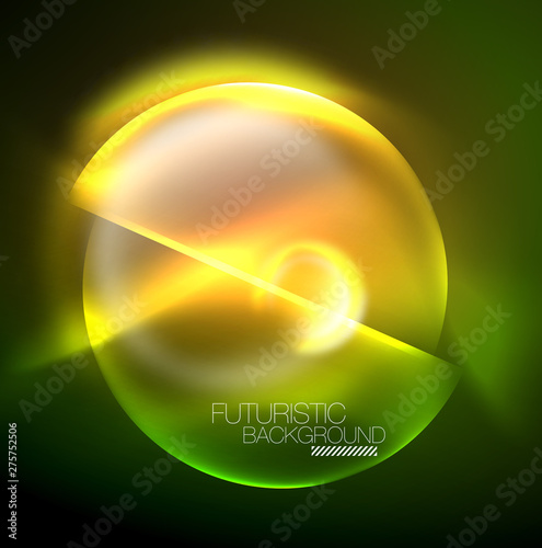 Vector glowing neon circles abstract background