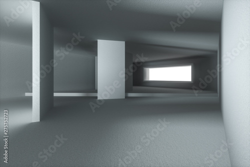 Empty rough room with light coming in from the window, 3d rendering.