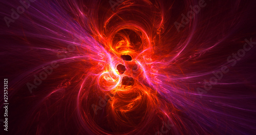 3D rendering abstract red fractal light background