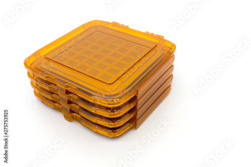 Φωτογραφία Photo of photomasks for photolithography process an orange boxes