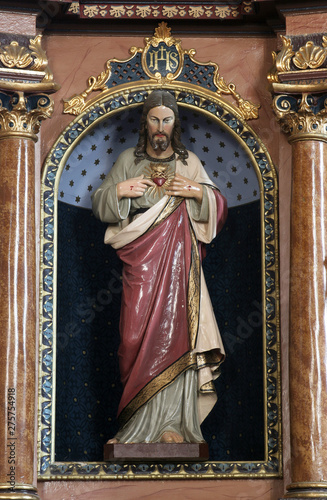 Sacred heart of Jesus statue on the altar in Parish Church of Saint Martin in Martinska Ves, Croatia
