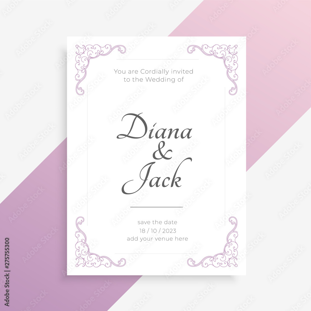 Obraz premium elegant wedding card design in white color