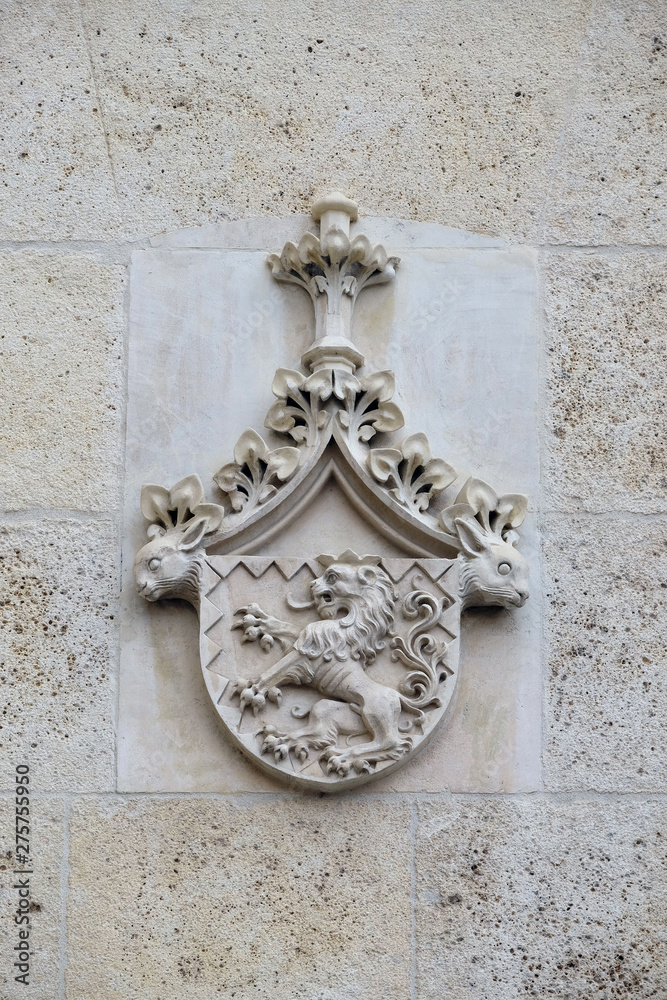 Coat of arms of Cardinal Joseph Mihalovic, facade of Zagreb cathedral dedicated to the Assumption of Mary