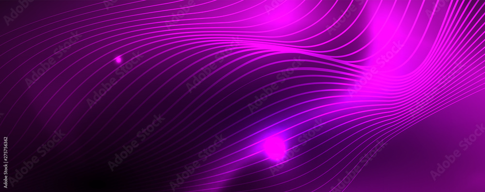 Neon vector wave lines abstract background, magic futuristic techno design Neon vector wave lines abstract background, magic futuristic techno design