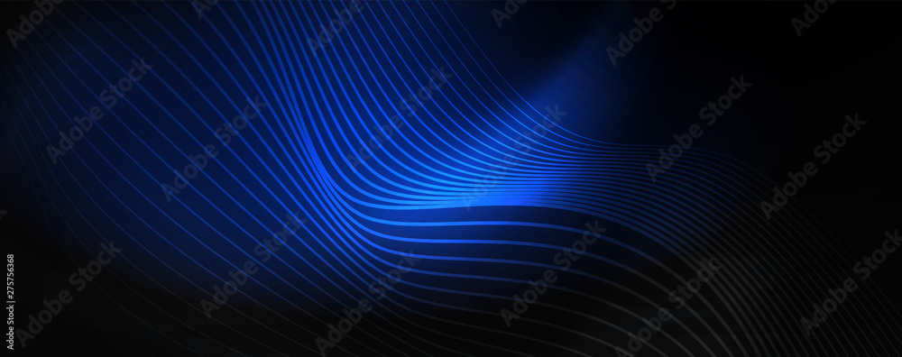 Smoky glowing waves in the dark. Dark abstract background with neon color light and wavy lines. Vector Smoky glowing waves in the dark. Dark abstract background with neon color light and wavy lines. Vector