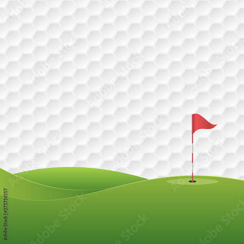Golf background. Golf course with a hole and a flag