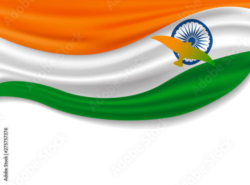 15th of August India Independence day design of Indian flag with birds on white background vector illustration