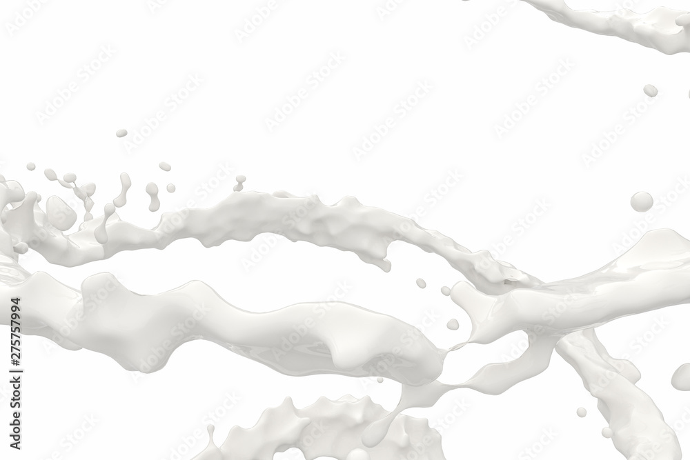 Purity splashing milk with creative shapes, 3d rendering. Purity splashing milk with creative shapes, 3d rendering.