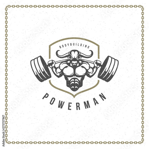 Fitness gym badge or emblem vector illustration.