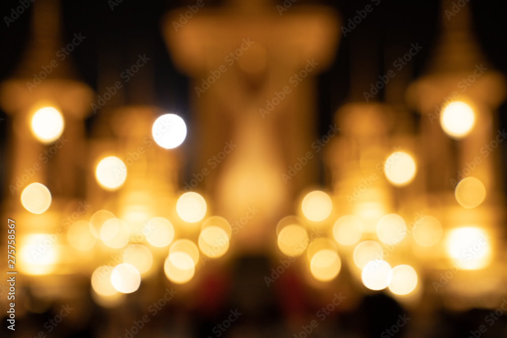 Bright and shining gold circle bokeh Thailand Temple in the night. Bright and shining gold circle bokeh Thailand Temple in the night.