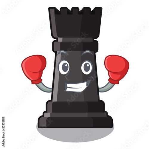 Boxing rook chess toys above cartoon table