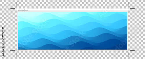 Blue abstract ocean seascape. Sea surface. Water waves. Nature background. Vector illustration for design.
