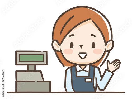 レジの女性店員