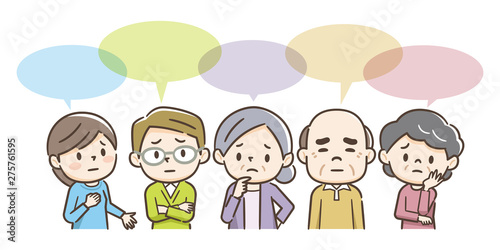 考える人々と吹き出し