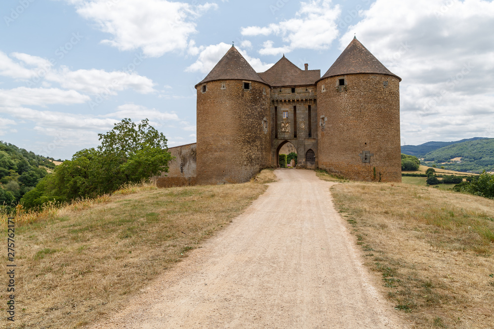 View to the medieval castle in Berze (Berze-la- Ville), France