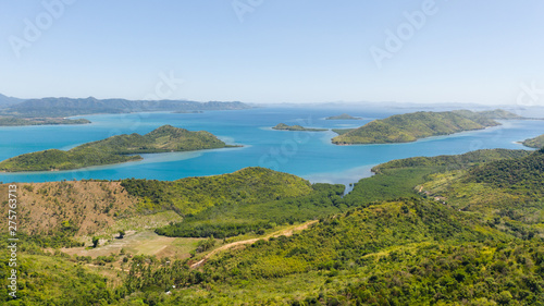 Green tropical islands and azure sea.A group of islands of the Malay Archipelago. El Nido,Palawan,Philippines