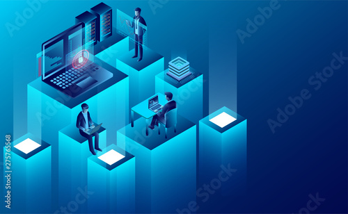 Digital technology concept. new innovative ideas. isometric vector illustration