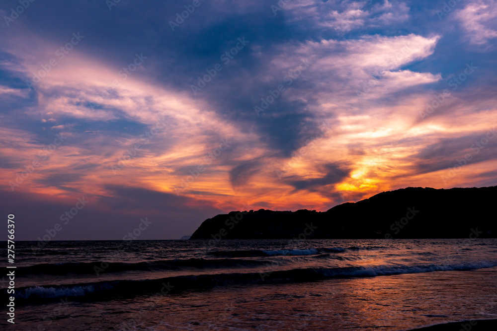 逗子海岸の美しい夕景