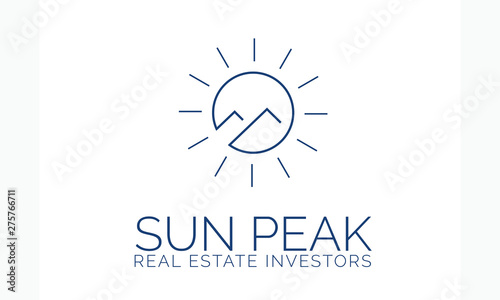 Logo with  sun and house. Vector logo, badge scout.