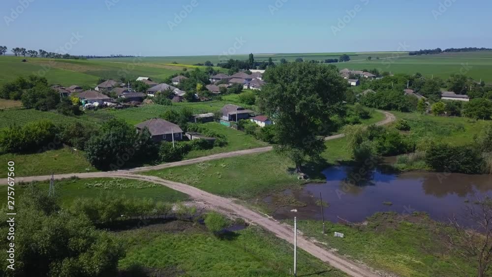 A little European village. Flight over cmall village. Moldavian little village. A little European village. Flight over cmall village. Moldavian little village.