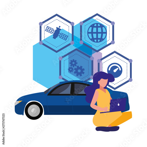 autonomous smart car icon vector ilustration