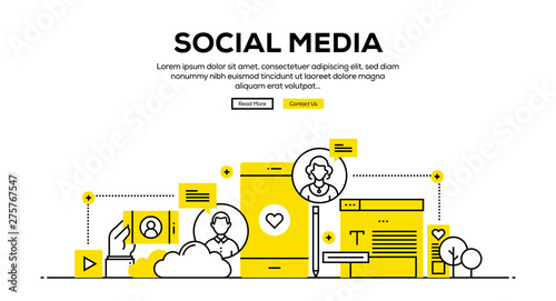 SOCIAL MEDIA FLAT LINE WEB BANNER DESIGN