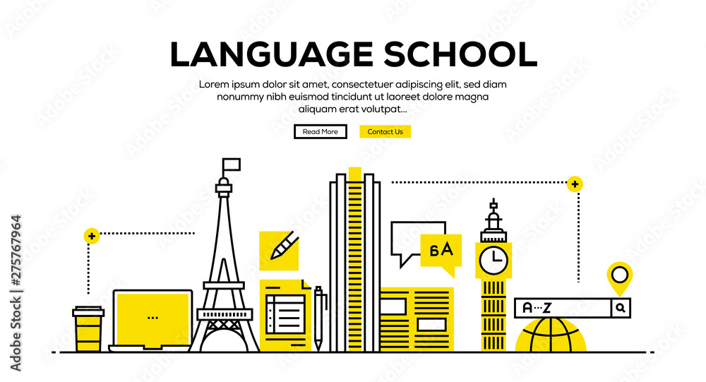 LANGUAGE SCHOOL FLAT LINE WEB BANNER DESIGN