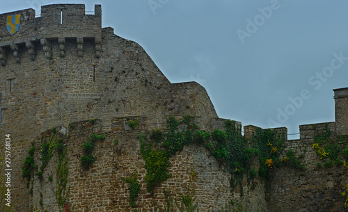 Stone wall with shield at fortress in Avranches, France photo