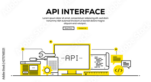 API INTERFACE FLAT LINE WEB BANNER DESIGN