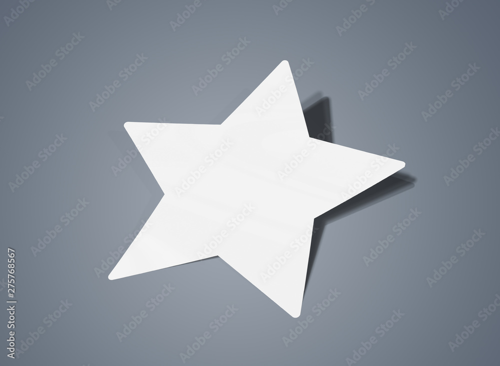 Star shaped sticker mockup isolated on grey 3D rendering Star shaped sticker mockup isolated on grey 3D rendering