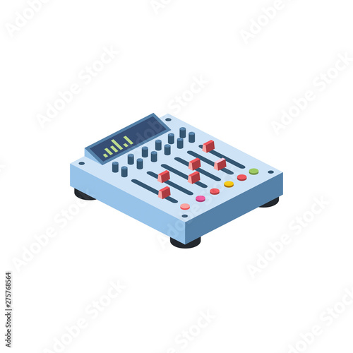 Audio mixer. Vector 3d isometric color icon new flat style. Creative illustration, idea for infographics.
