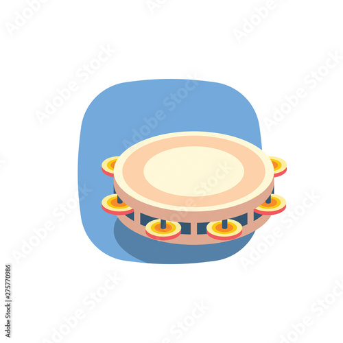 Tambourine instrument. Vector 3d isometric, color web icons set, new flat style. Creative illustration, idea for infographics.