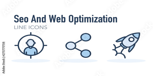 Seo And Web Optimization Line Icons