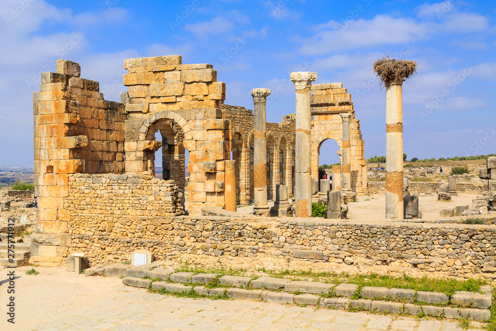 Ruins of Volubilis, ancient Roman city in Morocco.