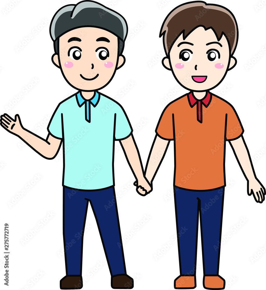 LGBT-笑顔で手をつなぐ男性カップル LGBT-笑顔で手をつなぐ男性カップル