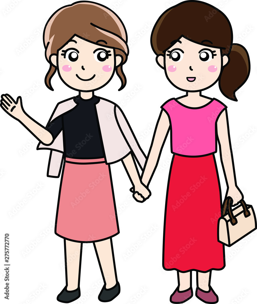 LGBT-笑顔で手をつなぐ女性カップル LGBT-笑顔で手をつなぐ女性カップル