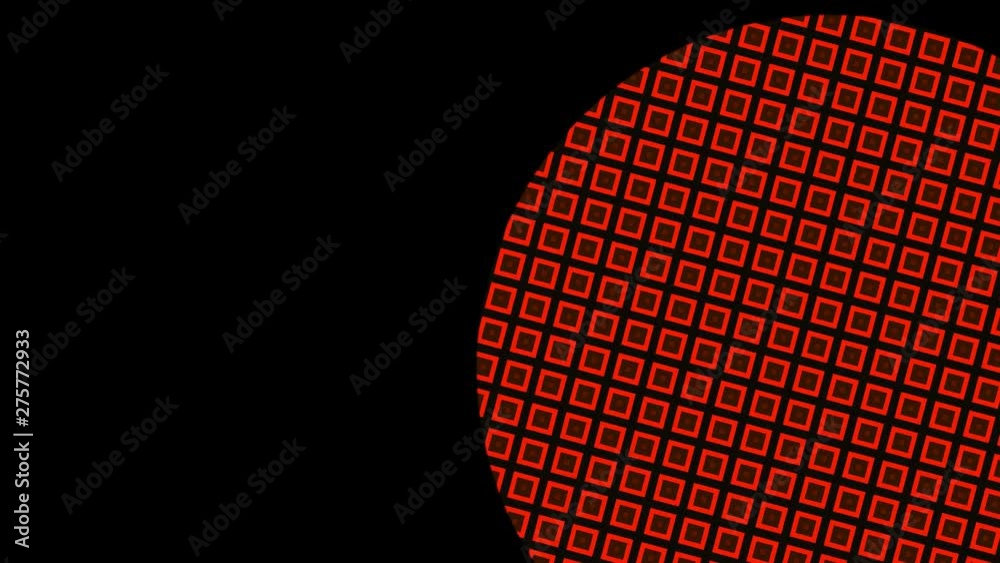 2D graphic pattern that rotates clockwise and then anticlockwise, moves down from top to right side then rotates towards left on a black background.