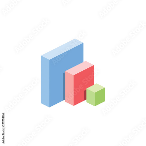 Chart graphic vector 3d isometric color icon new flat style. Creative illustration, idea for infographics.