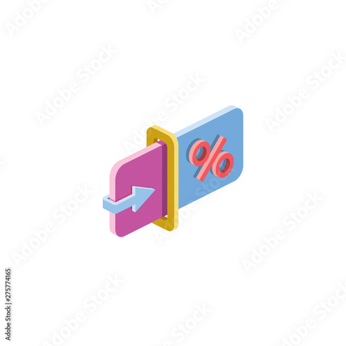 Chart and arrow. Vector 3d isometric color icon new flat style. Creative illustration, idea for infographics.