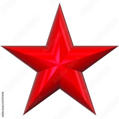 3D red star isolated on white background.