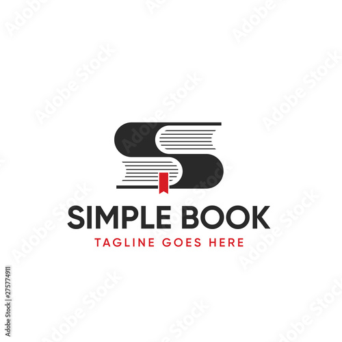 Letter S and book logo, creative simple book concept logo template-vector
