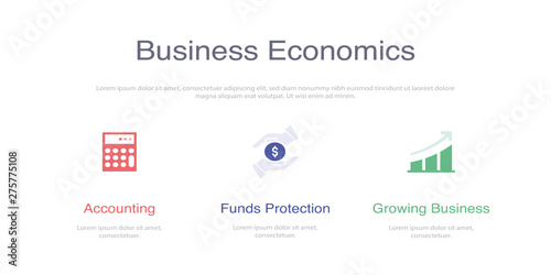 BUSINESS ECONOMICS INFOGRAPHIC DESIGN TEMPLATE WİTH ICONS AND 3 OPTIONS OR STEPS FOR PROCESS DIAGRAM