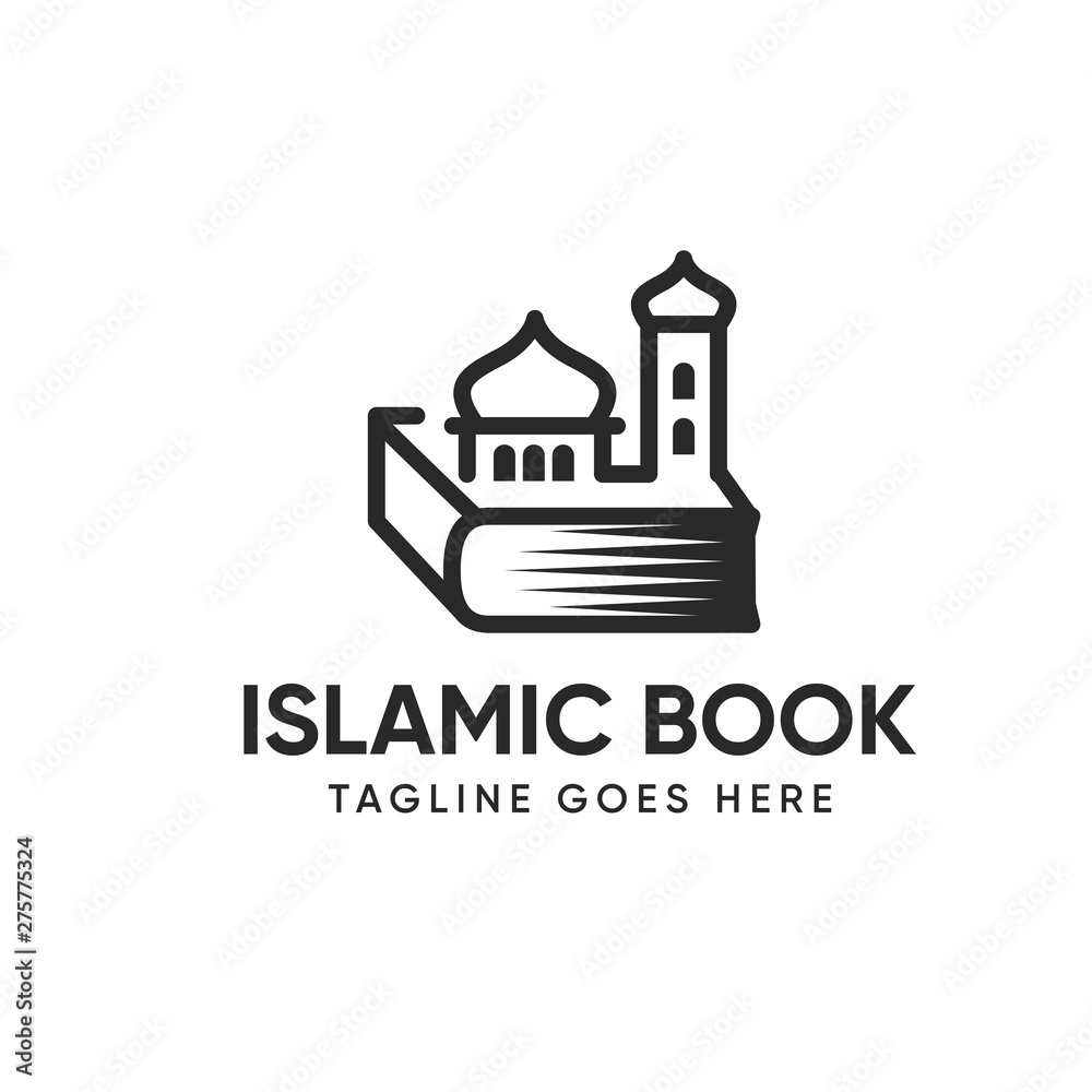 Muslim book learning logo template-vector