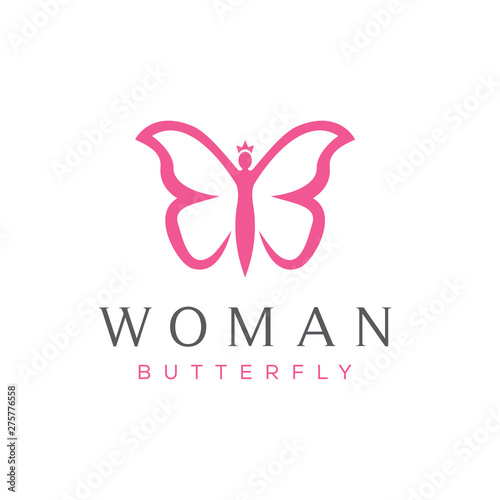 Creative Butterfly With Woman Logo Template-vector