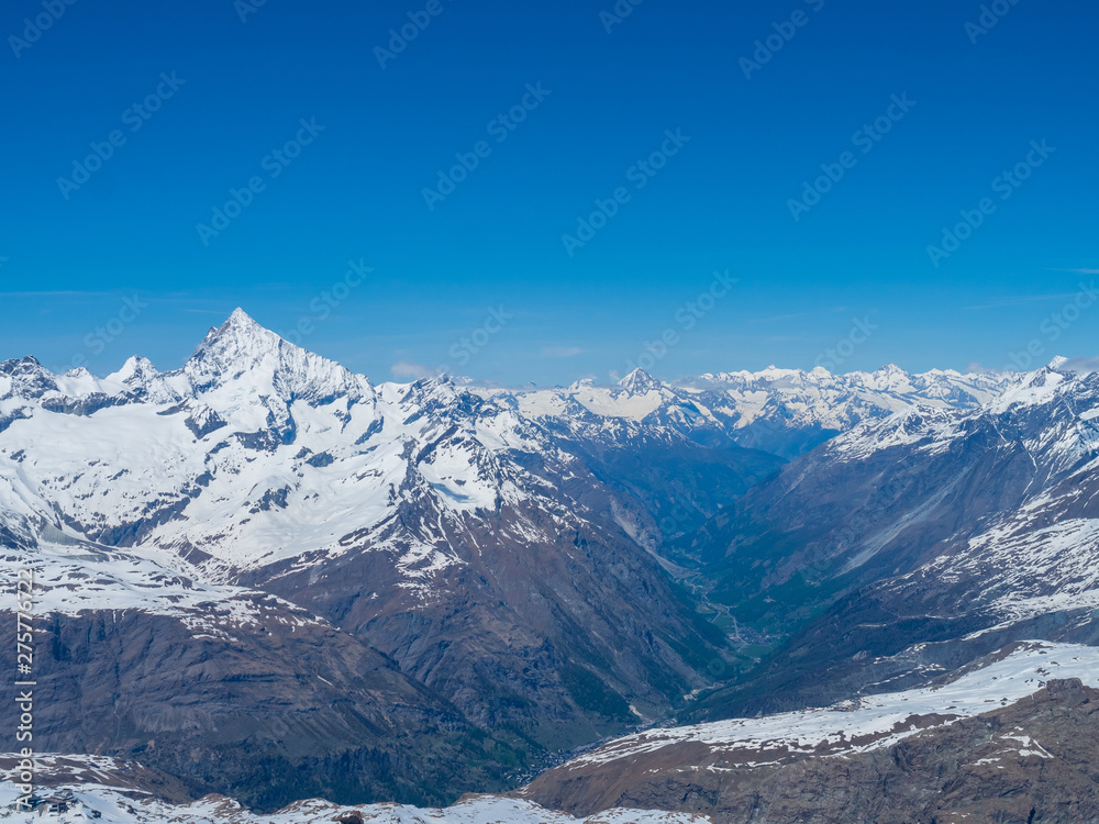 Zermatt from Matterhorn Glacier Paradise or, Klein Matterhorn is a peak of the Pennine Alps, overlooking Zermatt in the Swiss canton of Valais
