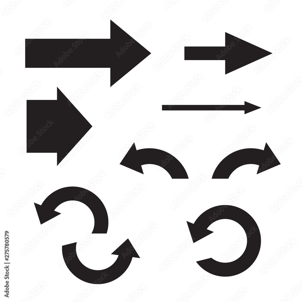 Arrow mark icons. Collection of stlylized arrow signs Arrow mark icons. Collection of stlylized arrow signs